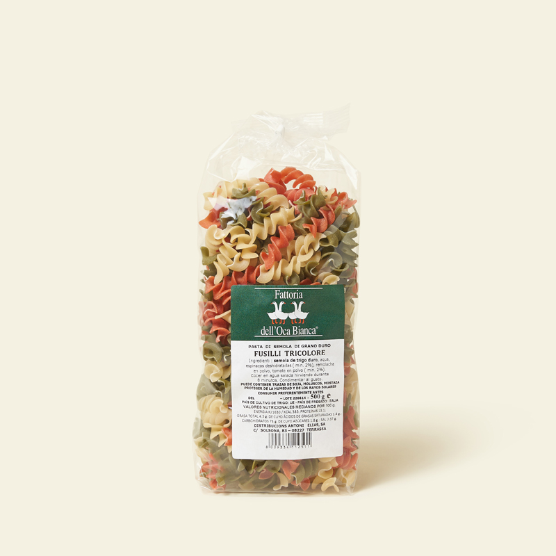 Fusilli tricolore 500 grs Oca Bianca